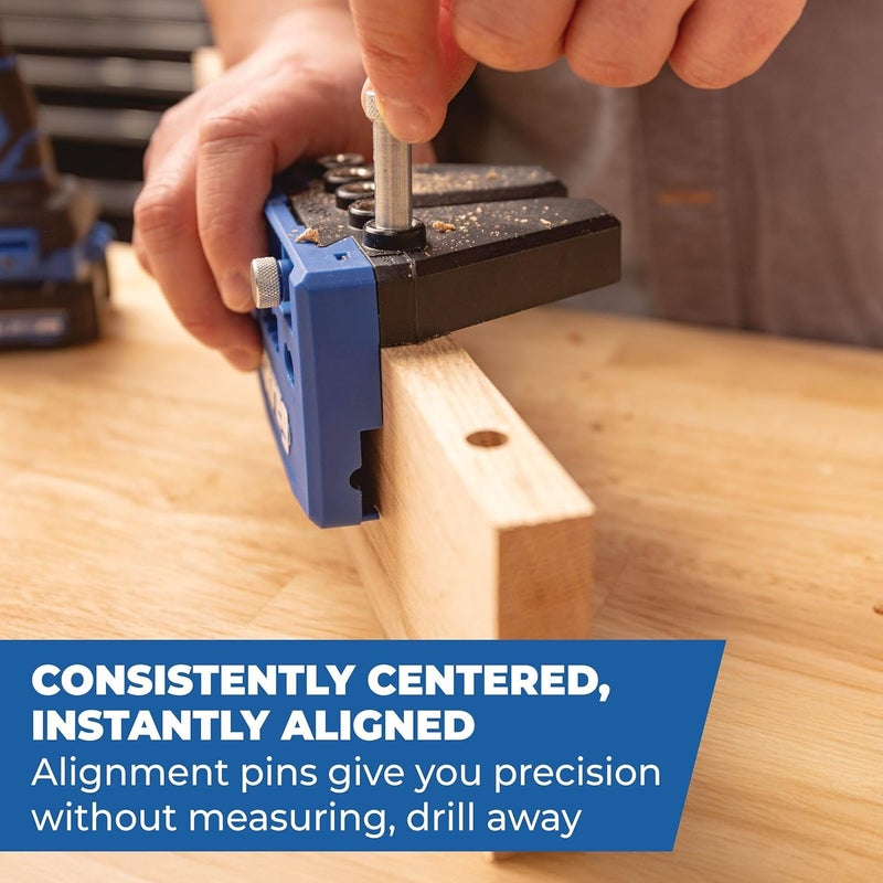 Kreg Dowel Jig Kit - Doweling Guide Kit with Removable Drill Guides - No-Measure Doweling Jig for Benchtop and Workshop Projects - Cabinet Joint Alignment Tool - KHJD345 - Image 4